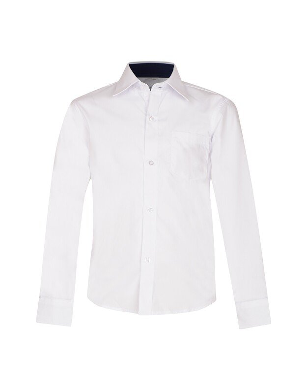 Balti, siaurinto modelio marškiniai ilgomis rankovėmis 164-180 d.